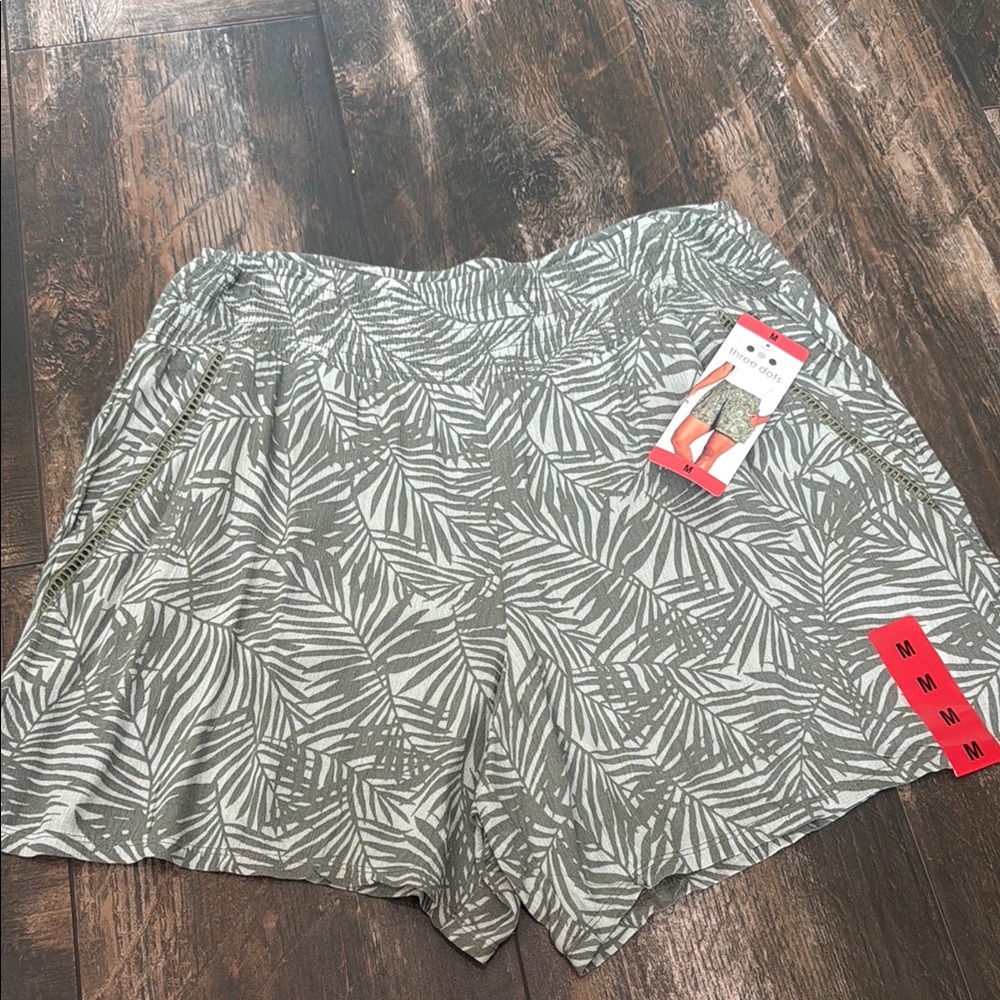 Women's Olive Green Patterned Shorts
